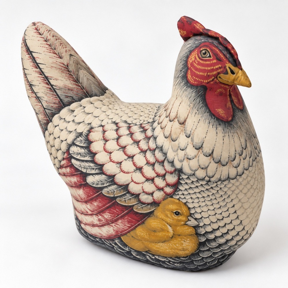 Vintage Farmhouse Cranston VIP Hen & Chicks Fabric Chicken Doorstop Plush